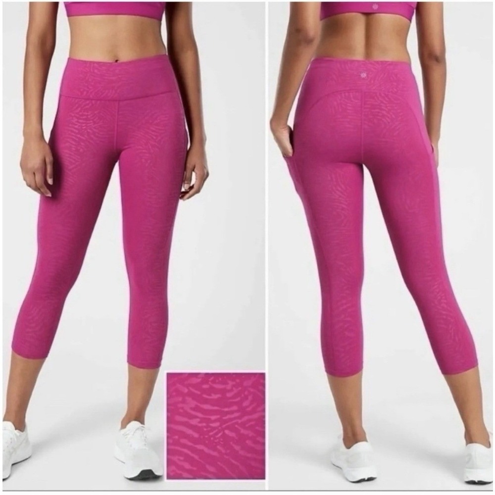 Athleta Women's Leggings Medium Pink Print Textured